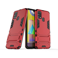 Silikon Hülle Handyhülle und Kunststoff Schutzhülle Hartschalen Tasche mit Ständer KC3 für Samsung Galaxy M31 Prime Edition Rot