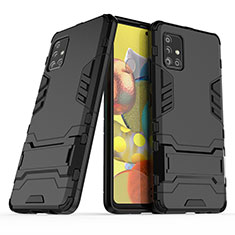 Silikon Hülle Handyhülle und Kunststoff Schutzhülle Hartschalen Tasche mit Ständer KC3 für Samsung Galaxy M40S Schwarz
