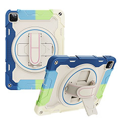 Silikon Hülle Handyhülle und Kunststoff Schutzhülle Hartschalen Tasche mit Ständer L01 für Apple iPad Pro 11 (2020) Blau