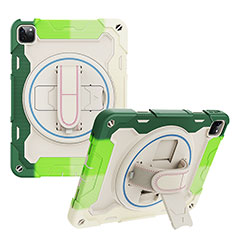 Silikon Hülle Handyhülle und Kunststoff Schutzhülle Hartschalen Tasche mit Ständer L01 für Apple iPad Pro 11 (2021) Grün