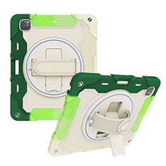 Silikon Hülle Handyhülle und Kunststoff Schutzhülle Hartschalen Tasche mit Ständer L01 für Apple iPad Pro 12.9 (2022) Grün