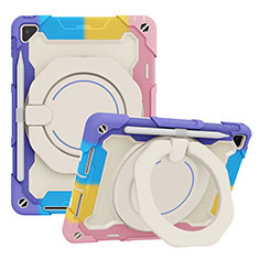Silikon Hülle Handyhülle und Kunststoff Schutzhülle Hartschalen Tasche mit Ständer L01 für Apple New iPad 9.7 (2017) Violett