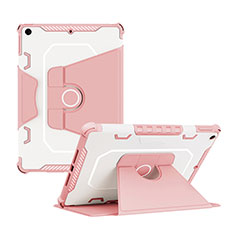 Silikon Hülle Handyhülle und Kunststoff Schutzhülle Hartschalen Tasche mit Ständer L04 für Apple iPad 10.2 (2019) Rosa