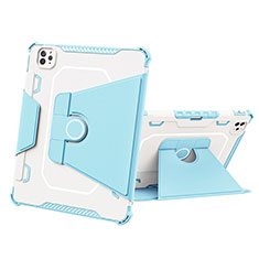 Silikon Hülle Handyhülle und Kunststoff Schutzhülle Hartschalen Tasche mit Ständer L05 für Apple iPad Pro 11 (2022) Blau