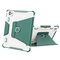 Silikon Hülle Handyhülle und Kunststoff Schutzhülle Hartschalen Tasche mit Ständer L05 für Apple iPad Pro 11 (2022) Grün