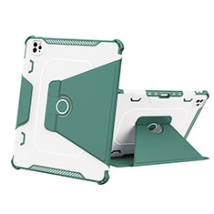 Silikon Hülle Handyhülle und Kunststoff Schutzhülle Hartschalen Tasche mit Ständer L05 für Apple iPad Pro 12.9 (2020) Grün