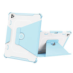 Silikon Hülle Handyhülle und Kunststoff Schutzhülle Hartschalen Tasche mit Ständer L05 für Apple iPad Pro 12.9 (2021) Blau