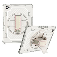 Silikon Hülle Handyhülle und Kunststoff Schutzhülle Hartschalen Tasche mit Ständer L06 für Apple iPad Pro 11 (2021) Grau
