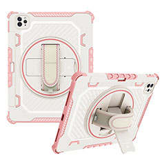 Silikon Hülle Handyhülle und Kunststoff Schutzhülle Hartschalen Tasche mit Ständer L06 für Apple iPad Pro 11 (2021) Rosegold