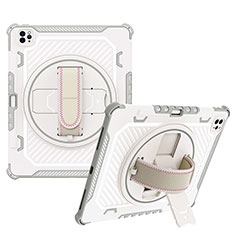 Silikon Hülle Handyhülle und Kunststoff Schutzhülle Hartschalen Tasche mit Ständer L06 für Apple iPad Pro 12.9 (2022) Grau