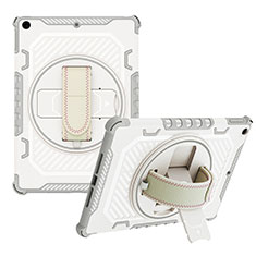 Silikon Hülle Handyhülle und Kunststoff Schutzhülle Hartschalen Tasche mit Ständer L07 für Apple iPad 10.2 (2019) Grau
