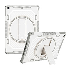 Silikon Hülle Handyhülle und Kunststoff Schutzhülle Hartschalen Tasche mit Ständer L08 für Apple iPad 10.2 (2019) Grau