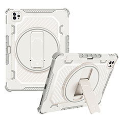 Silikon Hülle Handyhülle und Kunststoff Schutzhülle Hartschalen Tasche mit Ständer L08 für Apple iPad Pro 11 (2020) Grau
