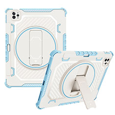 Silikon Hülle Handyhülle und Kunststoff Schutzhülle Hartschalen Tasche mit Ständer L08 für Apple iPad Pro 11 (2021) Blau