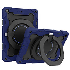 Silikon Hülle Handyhülle und Kunststoff Schutzhülle Hartschalen Tasche mit Ständer L10 für Apple iPad 10.2 (2019) Blau