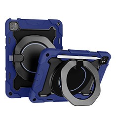 Silikon Hülle Handyhülle und Kunststoff Schutzhülle Hartschalen Tasche mit Ständer L12 für Apple iPad Pro 11 (2020) Blau
