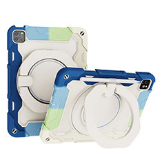 Silikon Hülle Handyhülle und Kunststoff Schutzhülle Hartschalen Tasche mit Ständer L12 für Apple iPad Pro 11 (2021) Hellblau