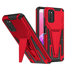 Silikon Hülle Handyhülle und Kunststoff Schutzhülle Hartschalen Tasche mit Ständer MQ1 für Samsung Galaxy A03s Rot