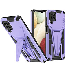 Silikon Hülle Handyhülle und Kunststoff Schutzhülle Hartschalen Tasche mit Ständer MQ1 für Samsung Galaxy A12 5G Violett