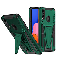Silikon Hülle Handyhülle und Kunststoff Schutzhülle Hartschalen Tasche mit Ständer MQ1 für Samsung Galaxy A20s Grün