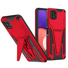 Silikon Hülle Handyhülle und Kunststoff Schutzhülle Hartschalen Tasche mit Ständer MQ1 für Samsung Galaxy A22s 5G Rot