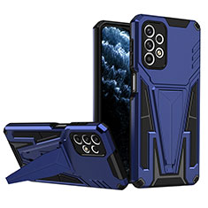 Silikon Hülle Handyhülle und Kunststoff Schutzhülle Hartschalen Tasche mit Ständer MQ1 für Samsung Galaxy A23 4G Blau