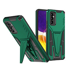 Silikon Hülle Handyhülle und Kunststoff Schutzhülle Hartschalen Tasche mit Ständer MQ1 für Samsung Galaxy A24 4G Grün