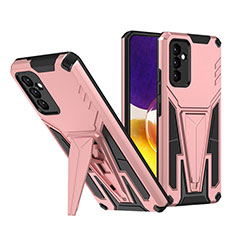 Silikon Hülle Handyhülle und Kunststoff Schutzhülle Hartschalen Tasche mit Ständer MQ1 für Samsung Galaxy A24 4G Rosegold