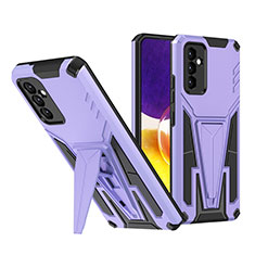 Silikon Hülle Handyhülle und Kunststoff Schutzhülle Hartschalen Tasche mit Ständer MQ1 für Samsung Galaxy A24 4G Violett