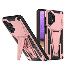 Silikon Hülle Handyhülle und Kunststoff Schutzhülle Hartschalen Tasche mit Ständer MQ1 für Samsung Galaxy A32 4G Rosegold