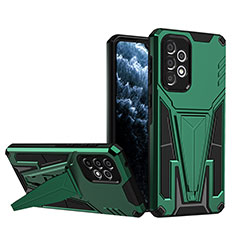 Silikon Hülle Handyhülle und Kunststoff Schutzhülle Hartschalen Tasche mit Ständer MQ1 für Samsung Galaxy A33 5G Grün