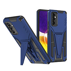 Silikon Hülle Handyhülle und Kunststoff Schutzhülle Hartschalen Tasche mit Ständer MQ1 für Samsung Galaxy A34 5G Blau