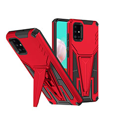 Silikon Hülle Handyhülle und Kunststoff Schutzhülle Hartschalen Tasche mit Ständer MQ1 für Samsung Galaxy A51 4G Rot