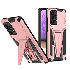 Silikon Hülle Handyhülle und Kunststoff Schutzhülle Hartschalen Tasche mit Ständer MQ1 für Samsung Galaxy A52 4G Rosegold