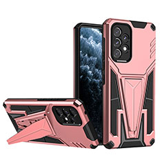 Silikon Hülle Handyhülle und Kunststoff Schutzhülle Hartschalen Tasche mit Ständer MQ1 für Samsung Galaxy A53 5G Rosegold