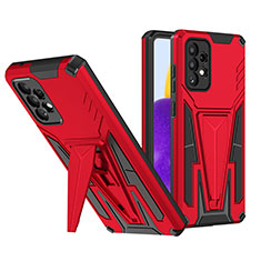 Silikon Hülle Handyhülle und Kunststoff Schutzhülle Hartschalen Tasche mit Ständer MQ1 für Samsung Galaxy A72 5G Rot