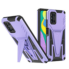Silikon Hülle Handyhülle und Kunststoff Schutzhülle Hartschalen Tasche mit Ständer MQ1 für Samsung Galaxy F52 5G Violett