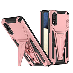 Silikon Hülle Handyhülle und Kunststoff Schutzhülle Hartschalen Tasche mit Ständer MQ1 für Samsung Galaxy M02 Rosegold