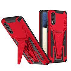 Silikon Hülle Handyhülle und Kunststoff Schutzhülle Hartschalen Tasche mit Ständer MQ1 für Samsung Galaxy M02 Rot