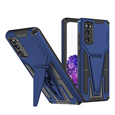 Silikon Hülle Handyhülle und Kunststoff Schutzhülle Hartschalen Tasche mit Ständer MQ1 für Samsung Galaxy S20 Blau
