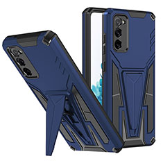 Silikon Hülle Handyhülle und Kunststoff Schutzhülle Hartschalen Tasche mit Ständer MQ1 für Samsung Galaxy S20 FE (2022) 5G Blau