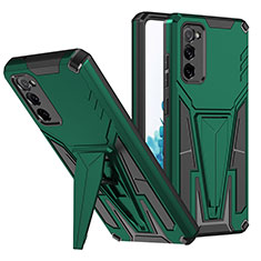 Silikon Hülle Handyhülle und Kunststoff Schutzhülle Hartschalen Tasche mit Ständer MQ1 für Samsung Galaxy S20 FE (2022) 5G Grün