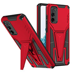 Silikon Hülle Handyhülle und Kunststoff Schutzhülle Hartschalen Tasche mit Ständer MQ1 für Samsung Galaxy S20 FE (2022) 5G Rot