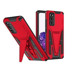 Silikon Hülle Handyhülle und Kunststoff Schutzhülle Hartschalen Tasche mit Ständer MQ1 für Samsung Galaxy S20 Rot