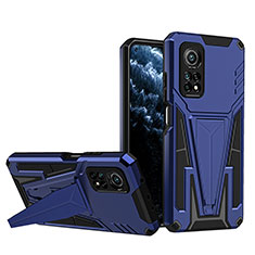 Silikon Hülle Handyhülle und Kunststoff Schutzhülle Hartschalen Tasche mit Ständer MQ1 für Xiaomi Mi 10T 5G Blau
