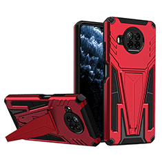 Silikon Hülle Handyhülle und Kunststoff Schutzhülle Hartschalen Tasche mit Ständer MQ1 für Xiaomi Mi 10T Lite 5G Rot