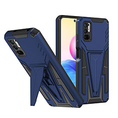 Silikon Hülle Handyhülle und Kunststoff Schutzhülle Hartschalen Tasche mit Ständer MQ1 für Xiaomi POCO M3 Pro 5G Blau