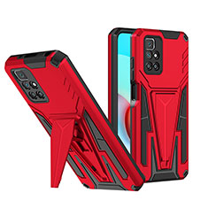Silikon Hülle Handyhülle und Kunststoff Schutzhülle Hartschalen Tasche mit Ständer MQ1 für Xiaomi Redmi 10 (2022) Rot