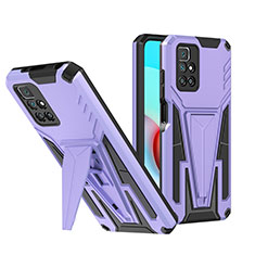 Silikon Hülle Handyhülle und Kunststoff Schutzhülle Hartschalen Tasche mit Ständer MQ1 für Xiaomi Redmi 10 4G Violett
