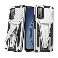 Silikon Hülle Handyhülle und Kunststoff Schutzhülle Hartschalen Tasche mit Ständer MQ1 für Xiaomi Redmi 9T 4G Silber